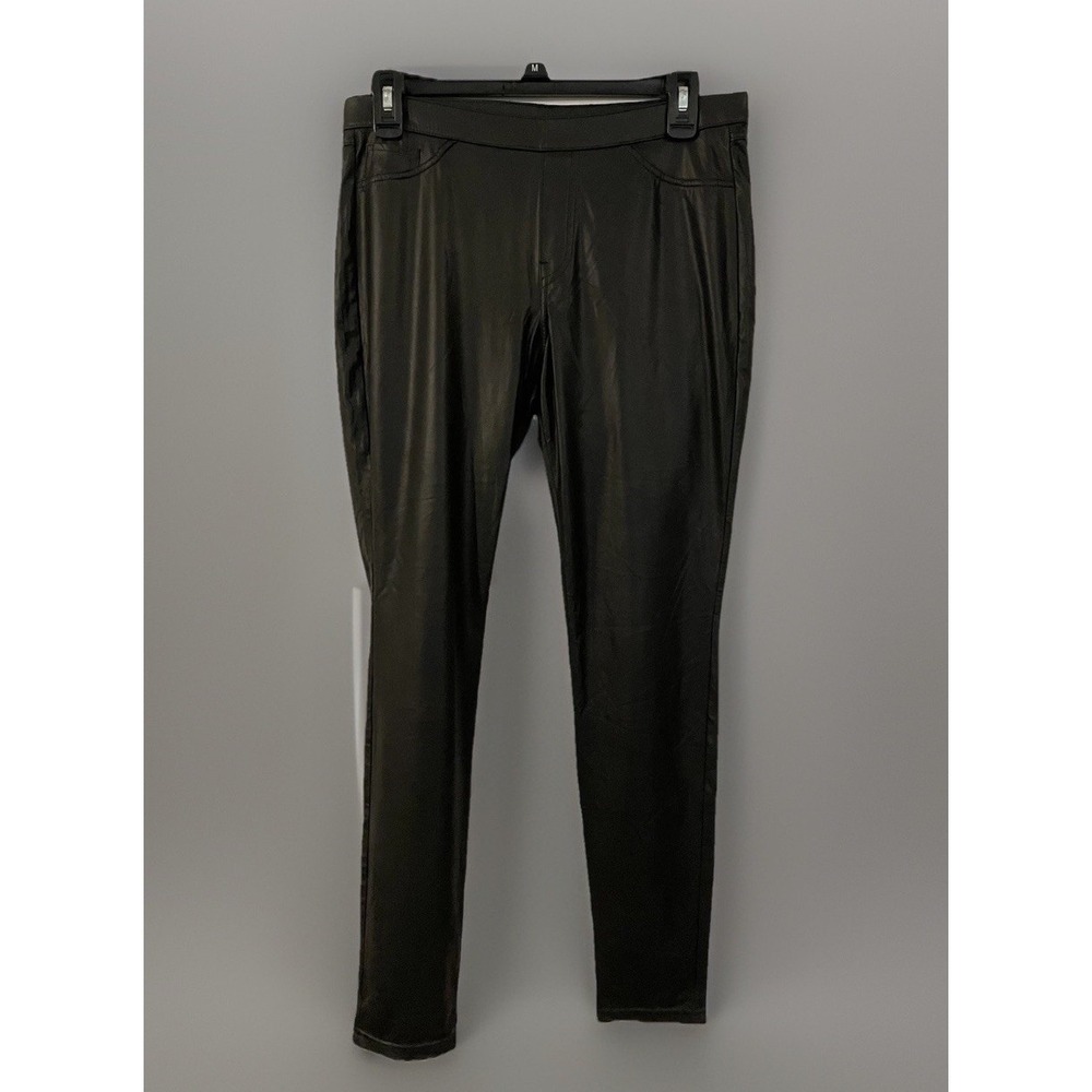 HUE Faux Leather Black Womens Stretch Legging Pants Size M Medium